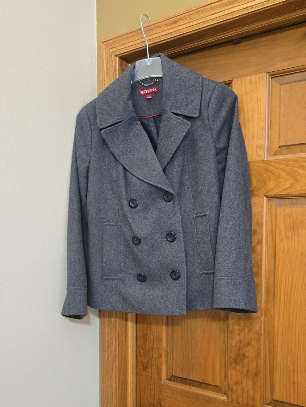 Merona Women's Gray Double-Breasted Pea Jacket